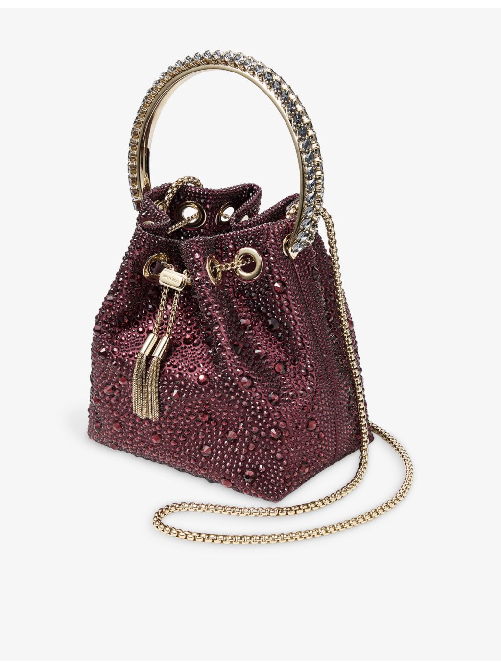 Jimmy Choo Bon Bon crystal satin bucket bag, UK version