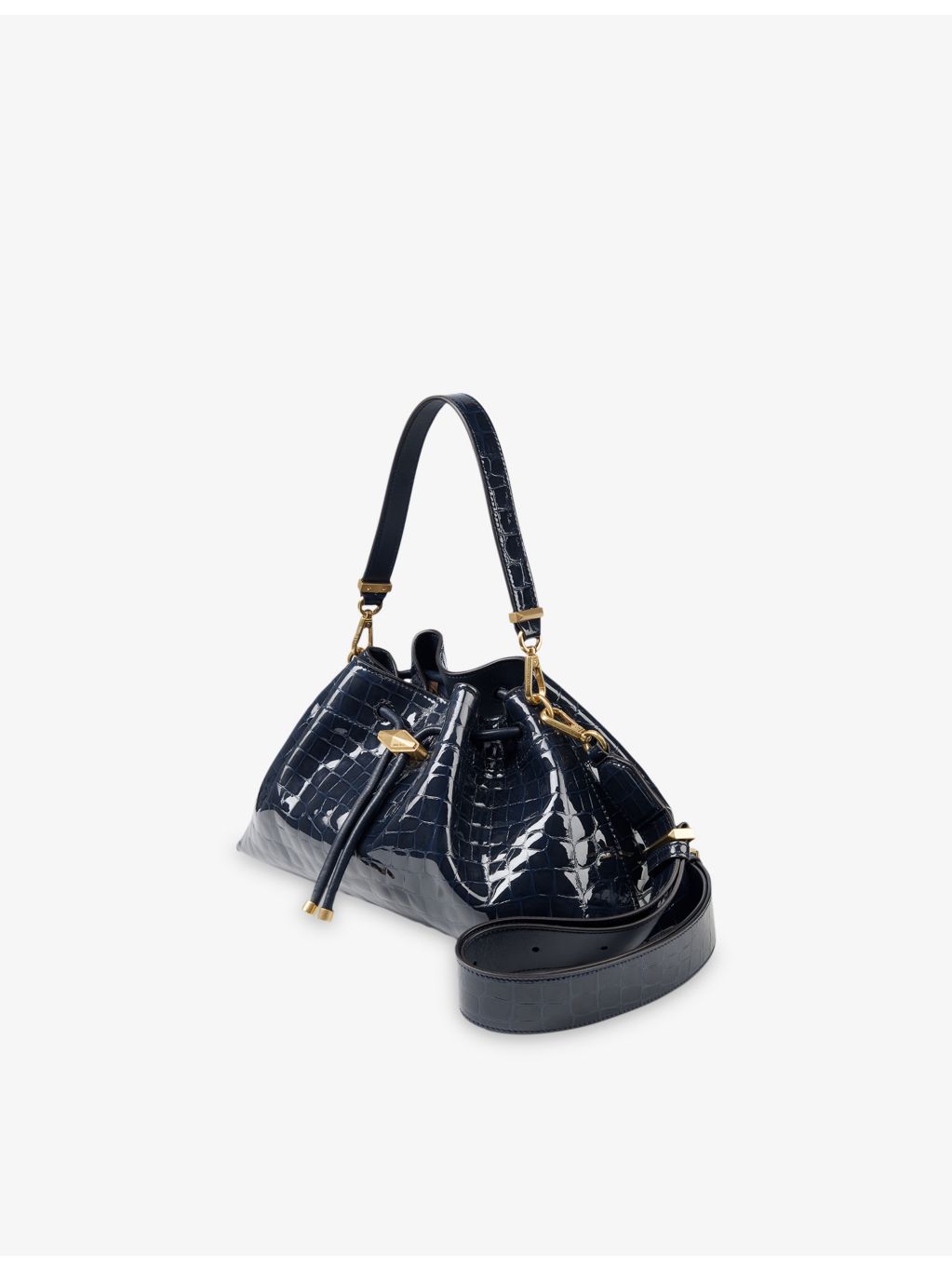 Jimmy Choo Cinch medium croc-embossed leather handbag, imported from the UK