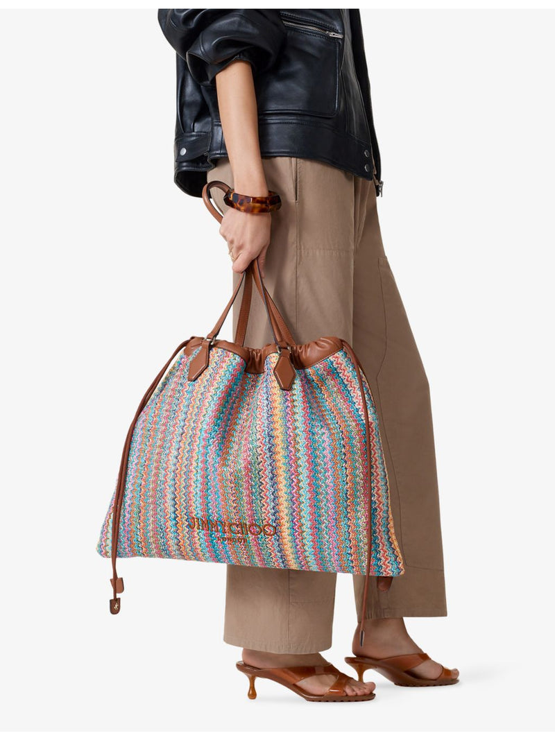 Jimmy Choo large raffia tote bag with drawstring - British product
