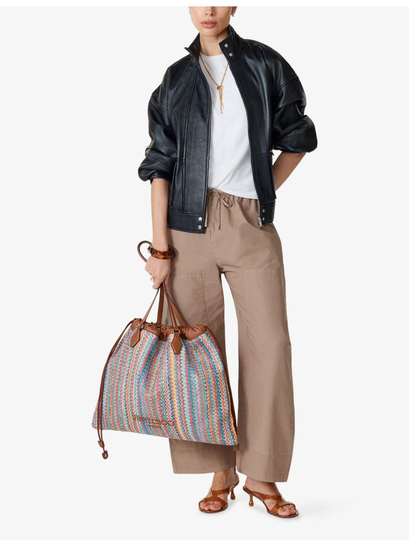 Jimmy Choo large raffia tote bag with drawstring - British product