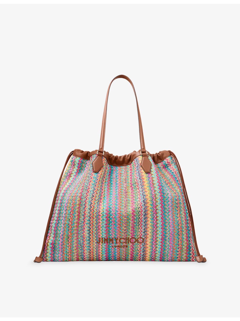Jimmy Choo large raffia tote bag with drawstring - British product
