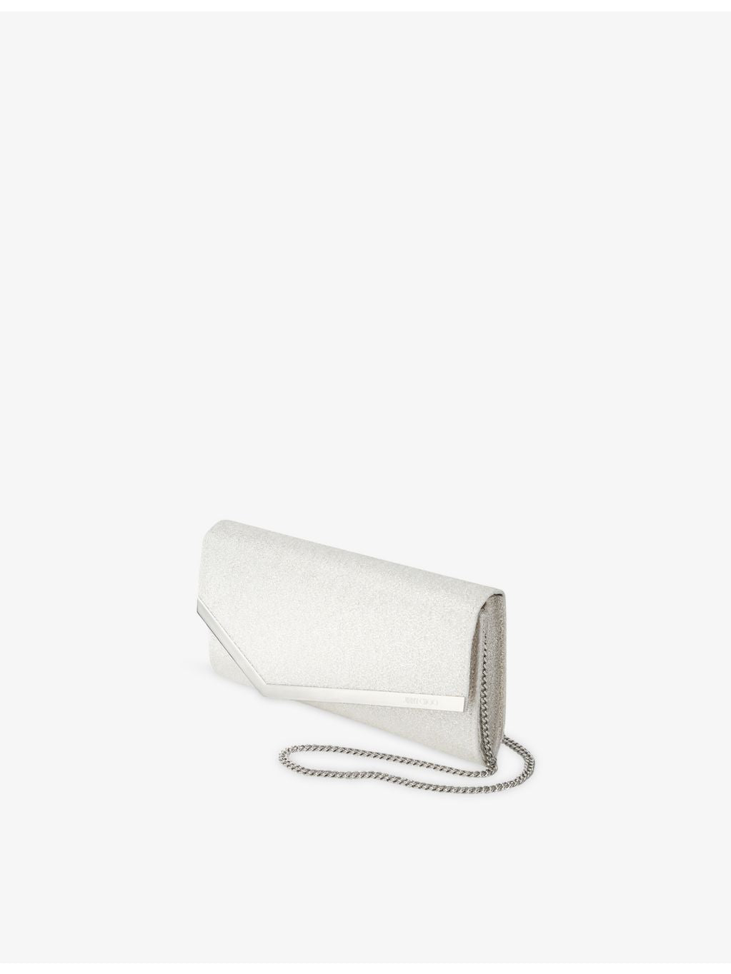 Jimmy Choo Emmie glitter woven clutch bag with chain strap - British product