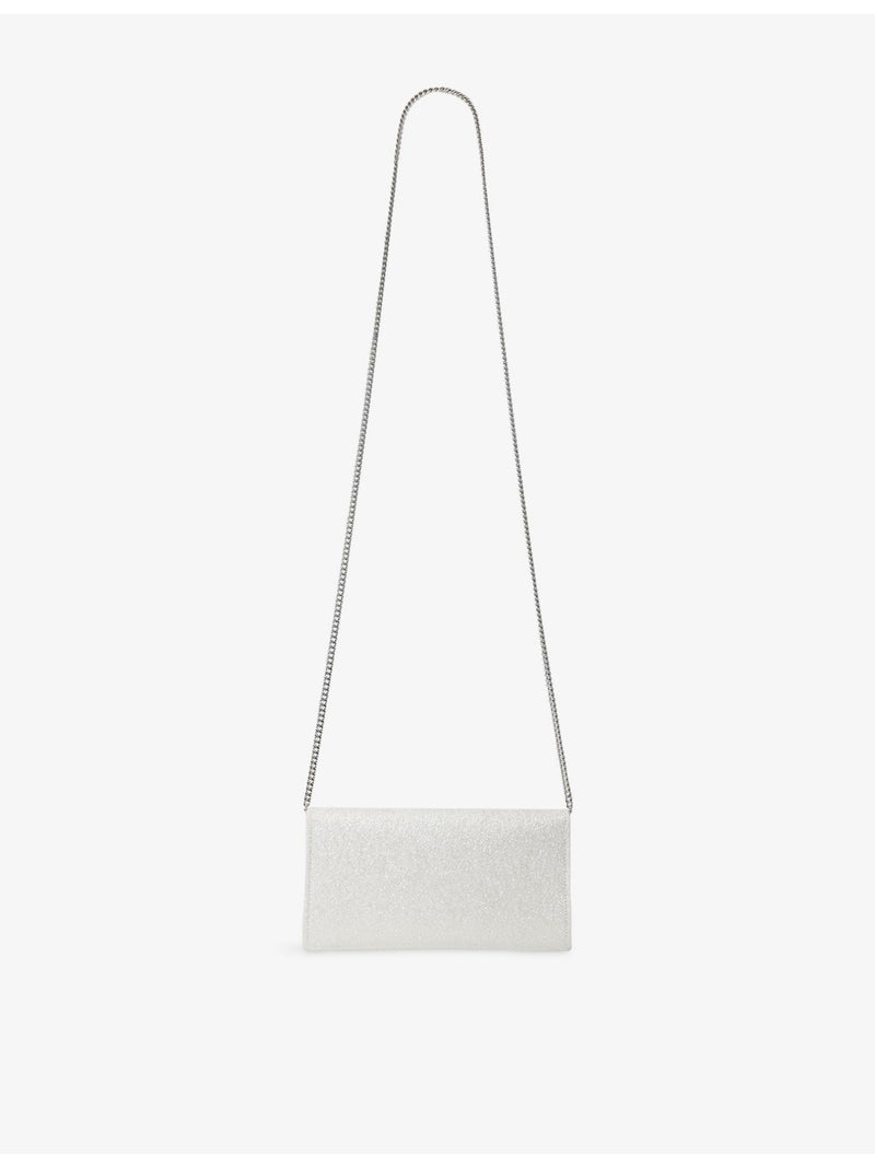 Jimmy Choo Emmie glitter woven clutch bag with chain strap - British product