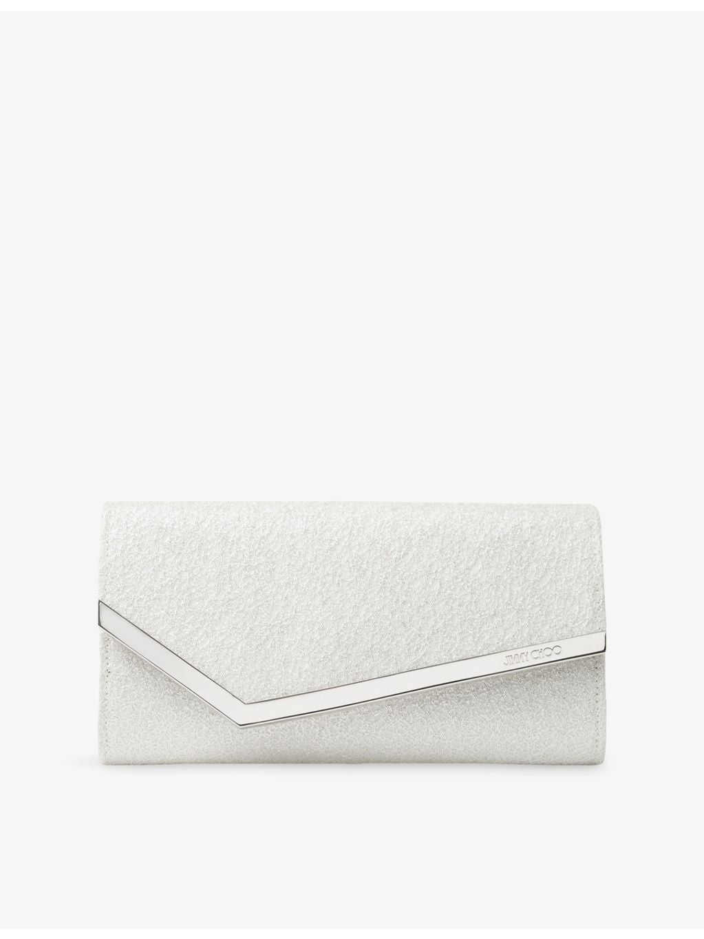 Jimmy Choo Emmie glitter woven clutch bag with chain strap - British product