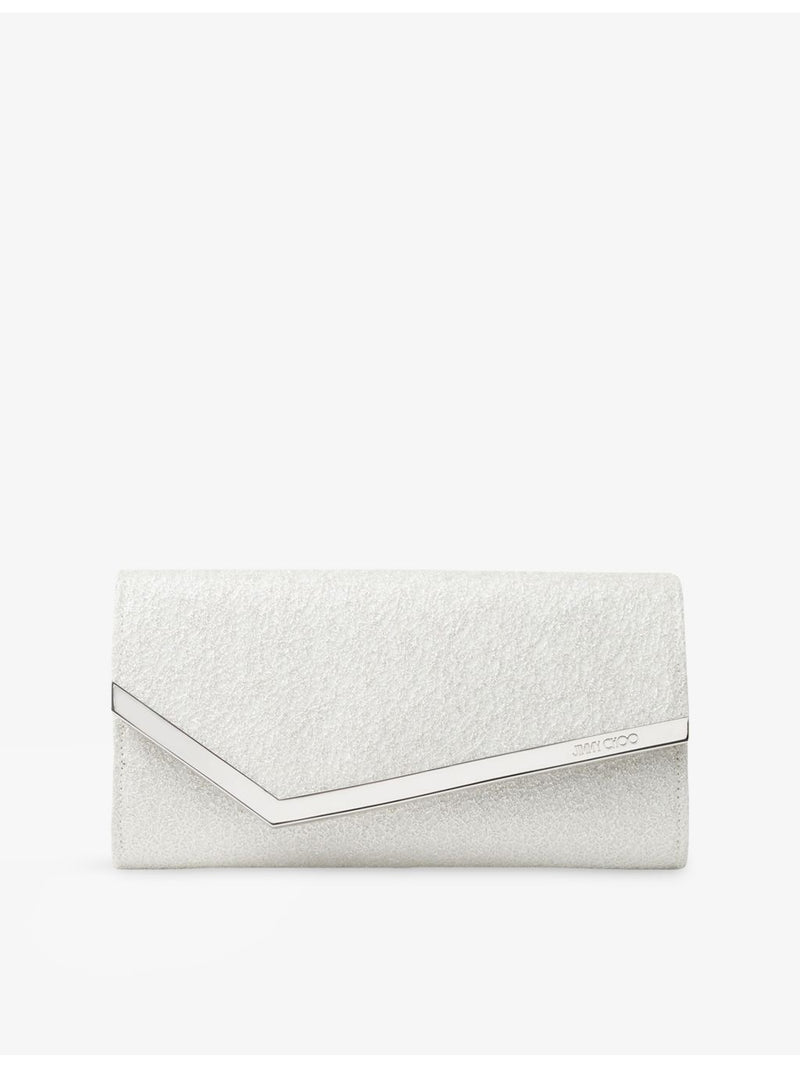 Jimmy Choo Emmie glitter woven clutch bag with chain strap - British product