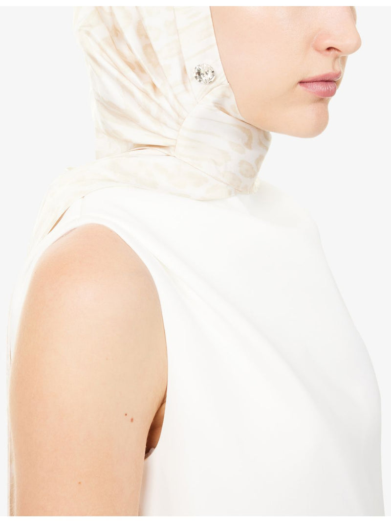 Grace Faena satin headscarf leopard print crystal embellishment, imported from the UK