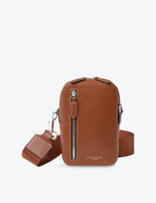 Aspinal of London Reporter leather cross-body bag with front pocket (British brand)