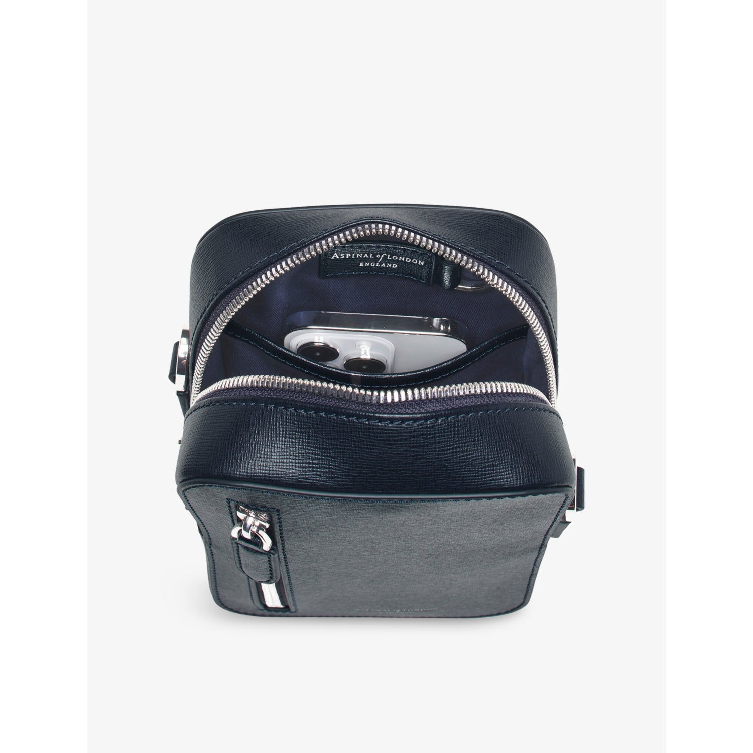 Aspinal of London Reporter leather cross-body bag with front pocket (British brand)