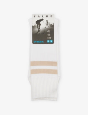 FALKE stripe-trim stretch-cotton socks, imported from the UK