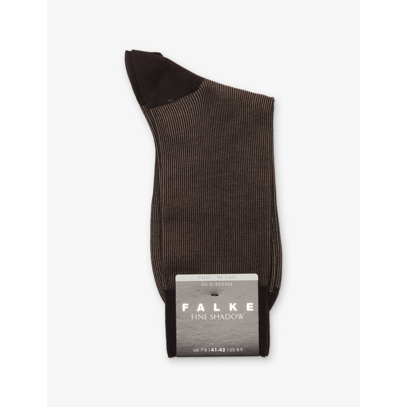 Fine Shadow Cotton-Blend Socks - BROWN - 5.5-6.5