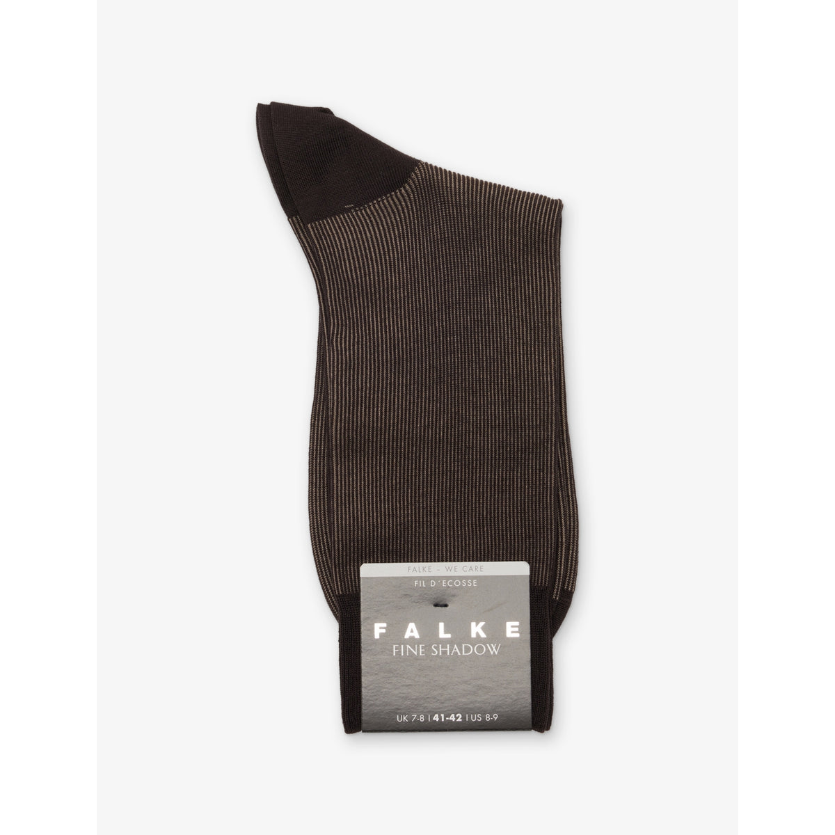 Fine Shadow Cotton-Blend Socks - BROWN - 5.5-6.5