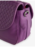 Bottega Veneta Intrecciato flap satchel leather bag, imported from the UK