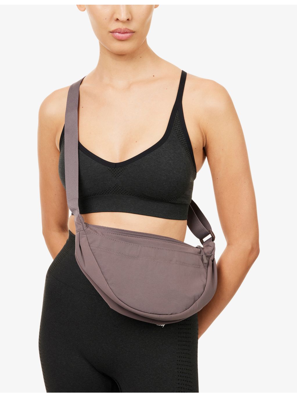 Gymshark pleat nylon crossbody bag with adjustable strap, UK version