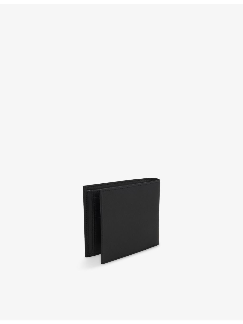 BOSS trifold leather wallet, logo-debossed, 12cm (British brand)