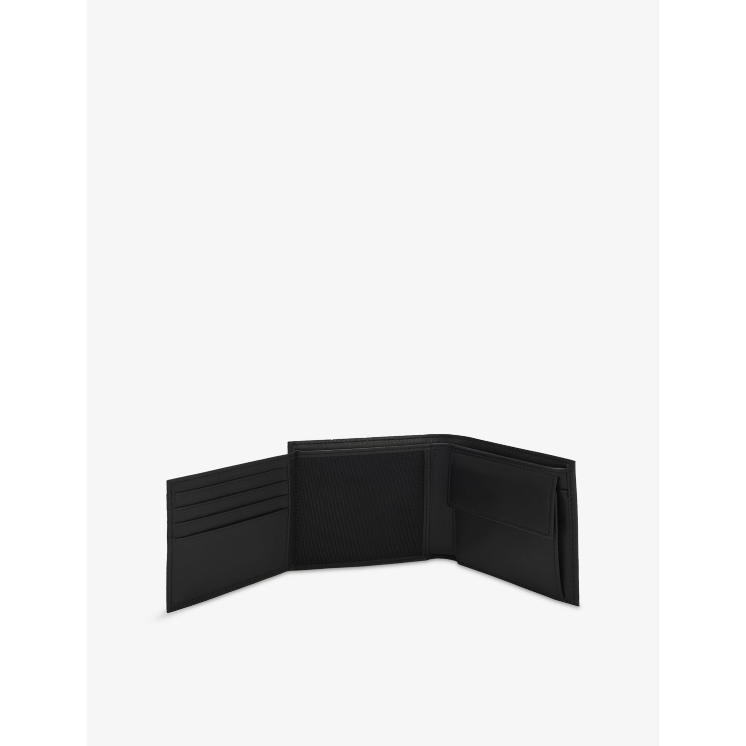 BOSS trifold leather wallet, logo-debossed, 12cm (British brand)