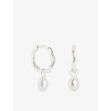 Astrid & Miyu white gold pearl huggie drop earrings, UK version