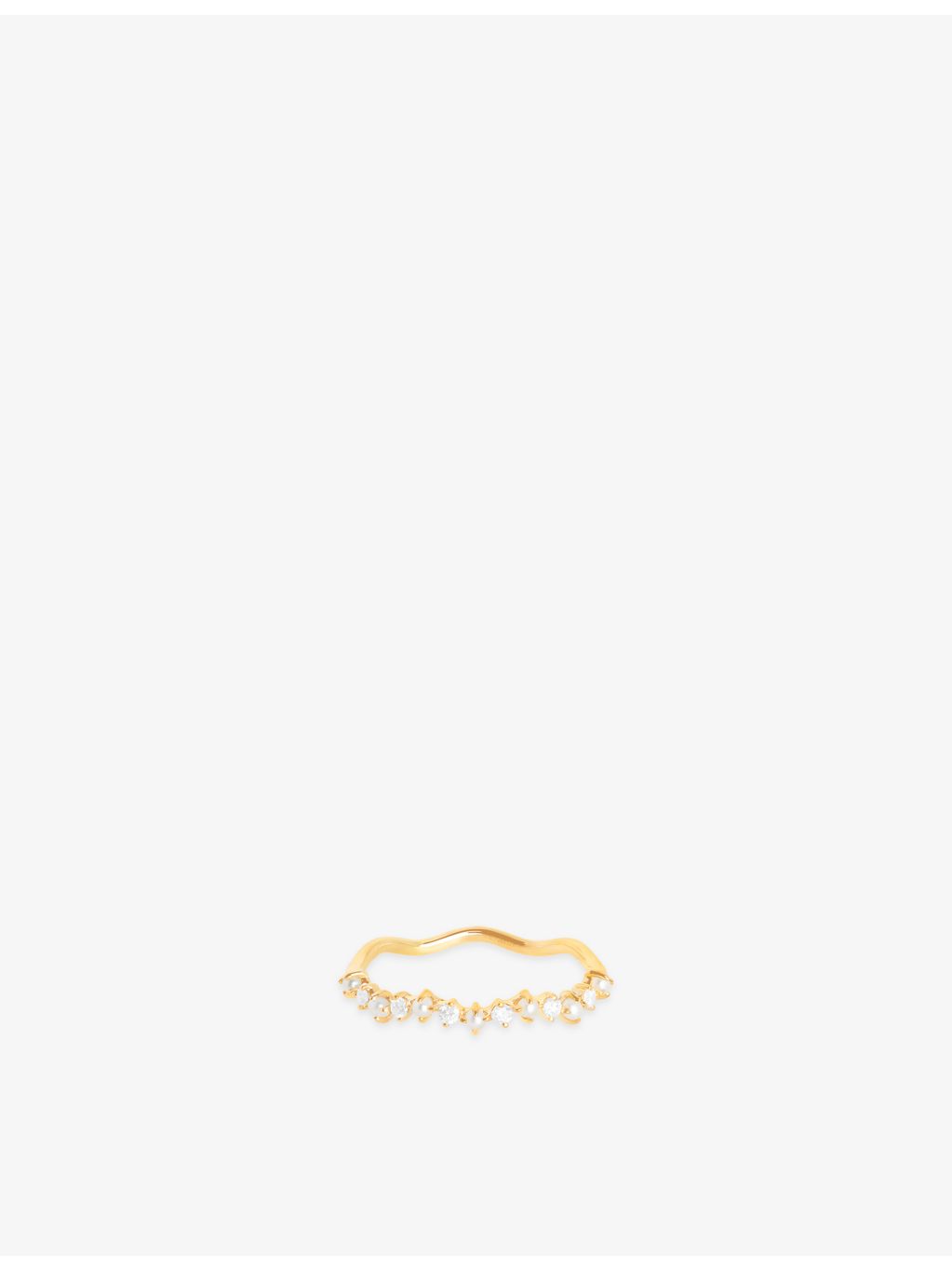 Astrid & Miyu wave pearl diamond ring 14ct gold, UK version