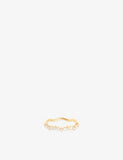 Astrid & Miyu Wave 14ct Gold Cultured Pearl and Lab-Grown Diamond Band Ring
