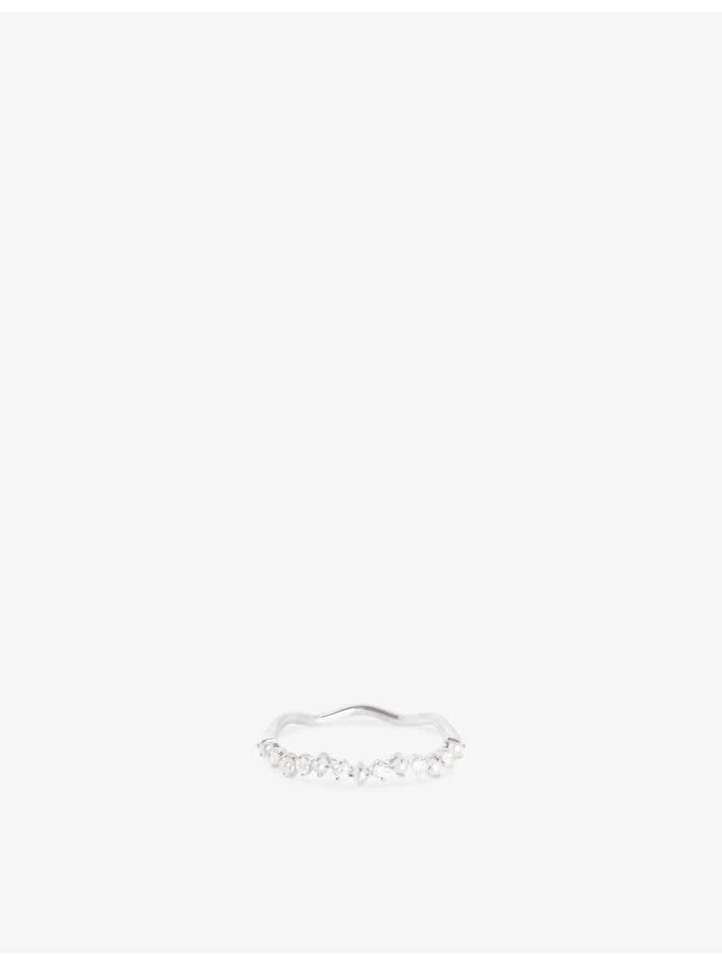 Astrid & Miyu wave ring with cultured pearl and lab-grown diamond, imported from the UK