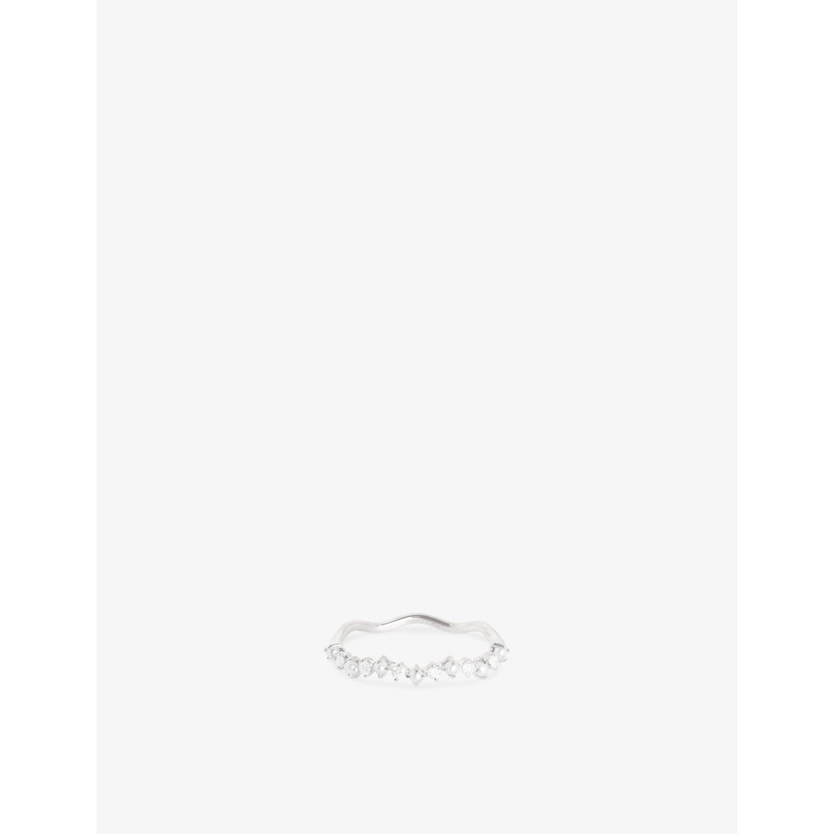 Wave 14ct White Gold, Cultured Pearl and Lab-Grown Diamond Band Ring - L