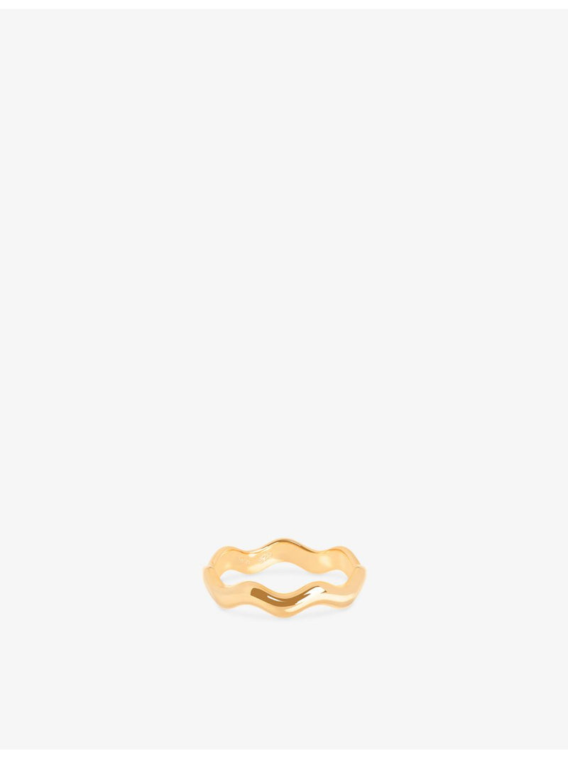 Astrid & Miyu Ripple 18ct gold-plated sterling silver band ring, imported from the UK