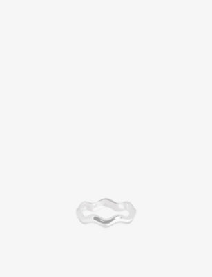 Astrid & Miyu Ripple Rhodium-Plated Sterling Silver Band Ring