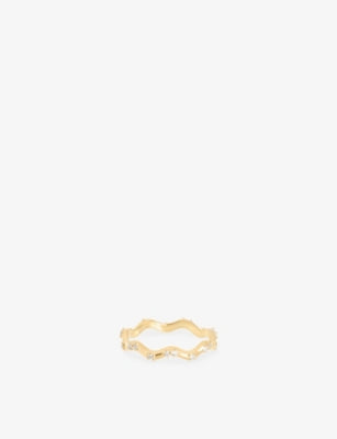 Astrid & Miyu Ripple 18ct Gold-Plated Sterling Silver Cubic Zirconia Band Ring