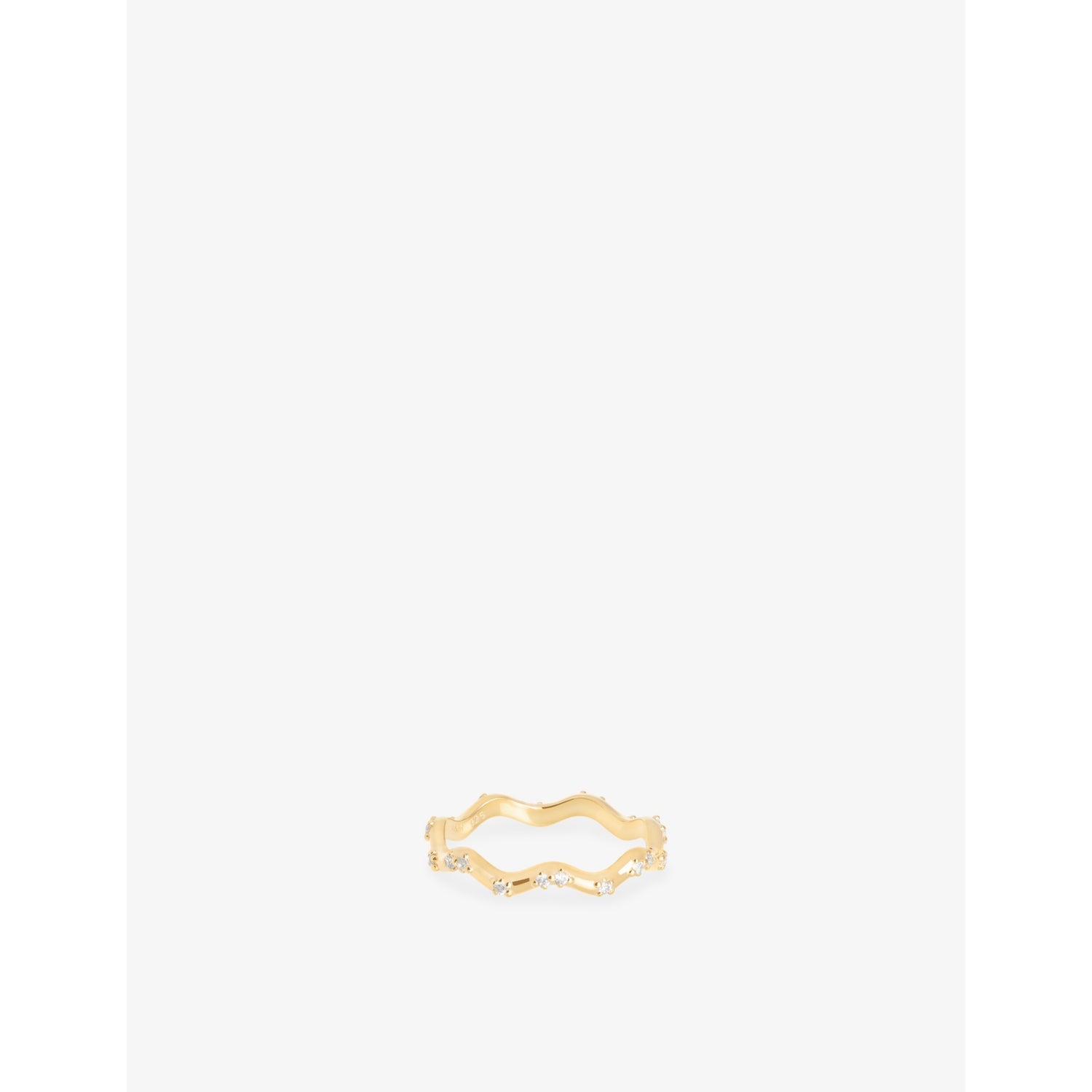 Ripple 18ct Gold-Plated Sterling Silver and Cubic Zirconia Band Ring - L
