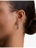 Astrid & Miyu rhodium-plated sterling silver medium hoop earrings, ripple design - British product