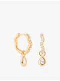 Astrid & Miyu crystal ripple pear charm huggie earrings, UK version