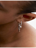 Astrid & Miyu pear charm huggie earrings in rhodium-plated silver, UK version