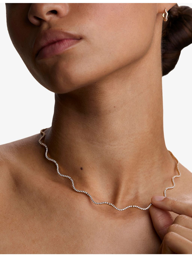 Astrid & Miyu ripple tennis necklace, adjustable length, imported from the UK