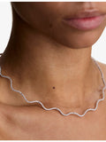 Astrid & Miyu rhodium-plated sterling silver ripple tennis necklace, UK version
