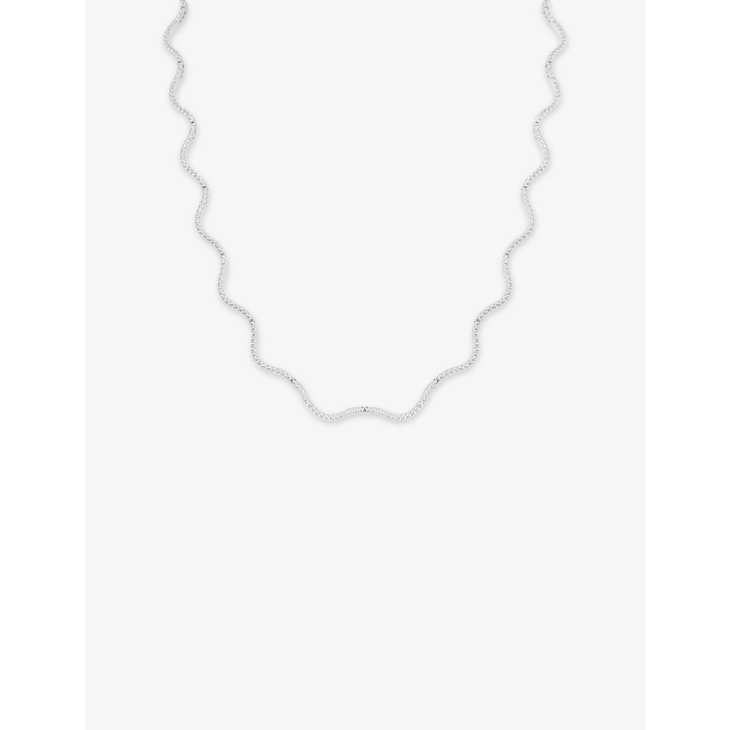 Astrid & Miyu rhodium-plated sterling silver ripple tennis necklace, UK version