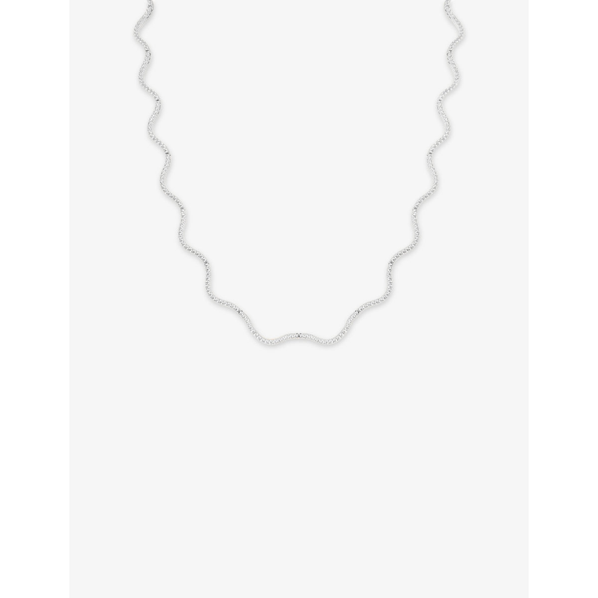 Astrid & Miyu rhodium-plated sterling silver ripple tennis necklace, UK version