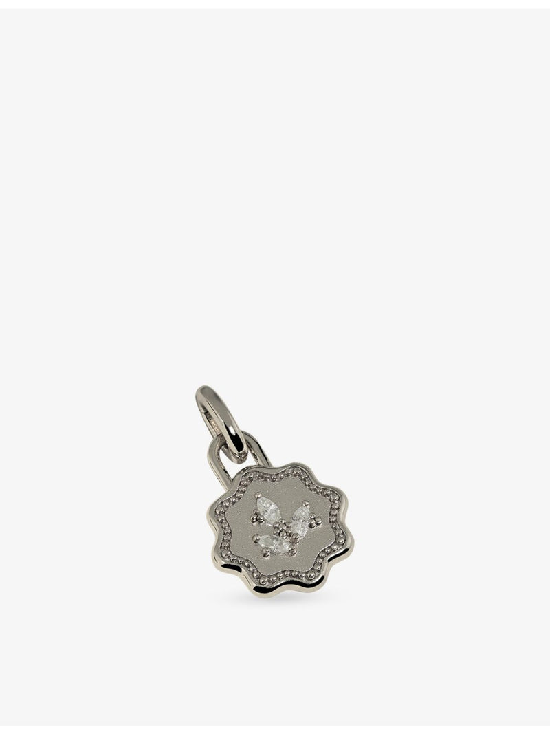 Astrid & Miyu rhodium plated coin clip charm with crystals (British brand)
