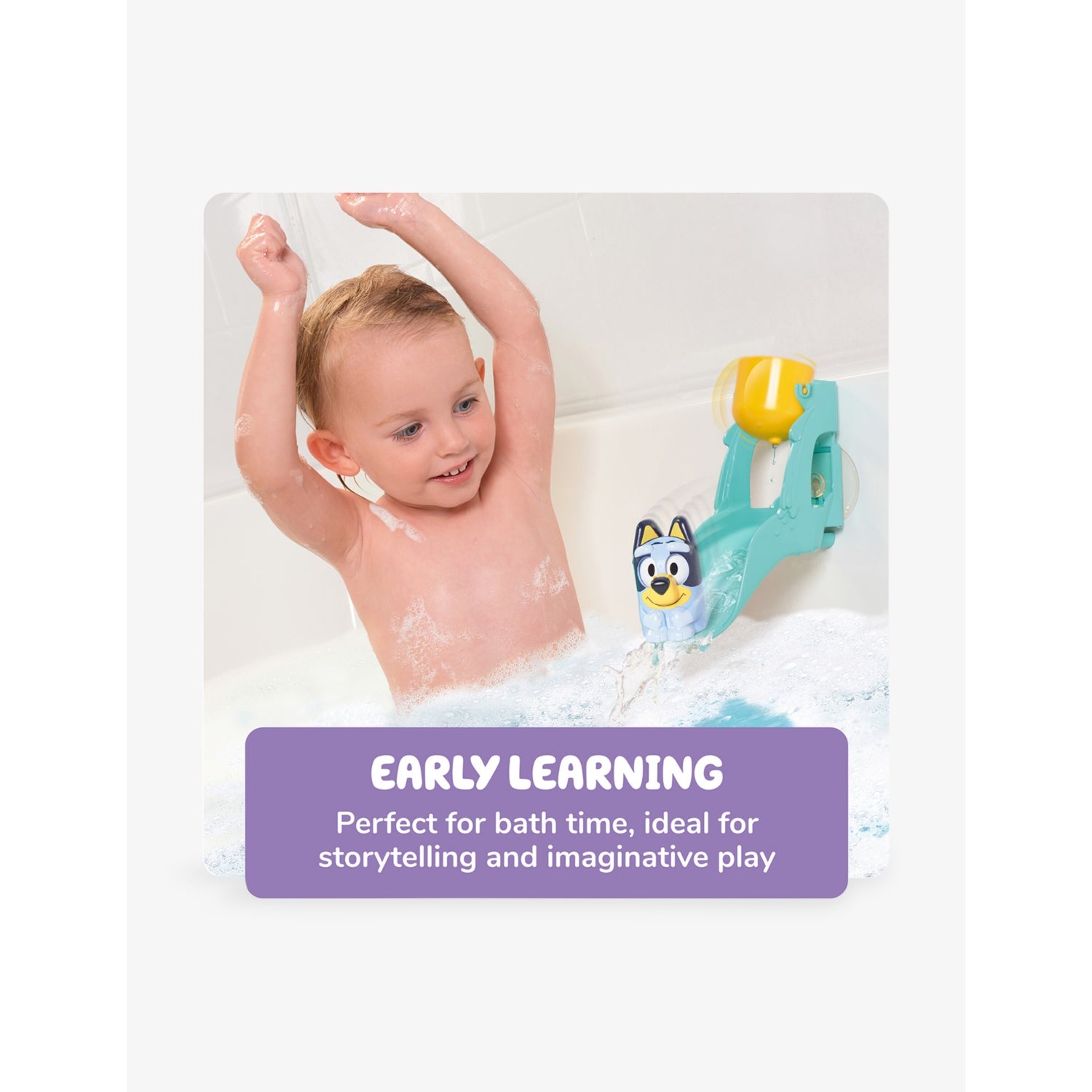 Bluey waterslide bath toy with Bluey figure and bucket 20cm (British brand)