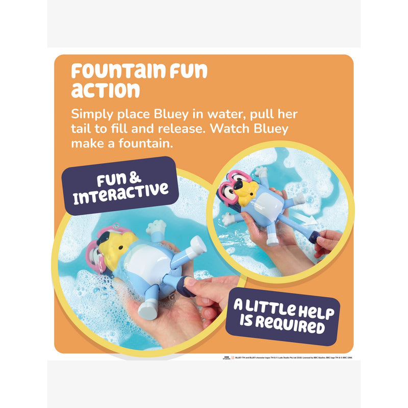 Bluey Swim School bath toy with pink goggles, imported from the UK
