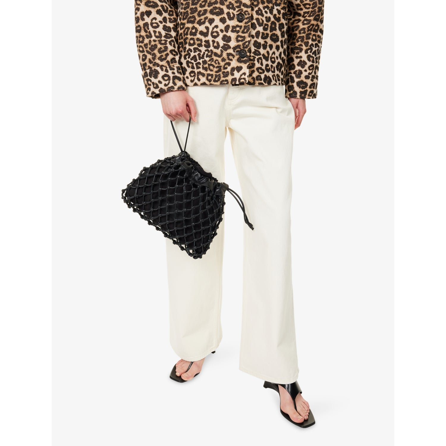 The Frankie Shop Morgan leather macrame pouch (British brand)
