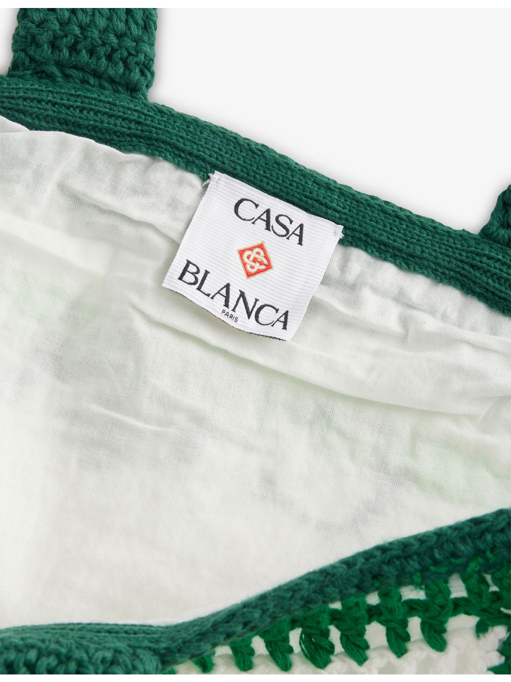 Casablanca embroidered cotton crochet tote bag, imported from the UK