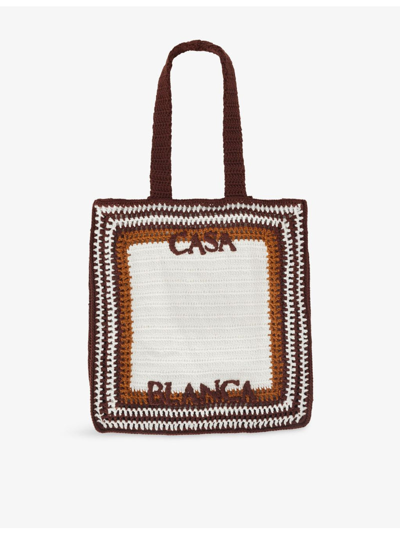 Casablanca striped cotton tote bag with embroidered logo (British brand)