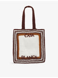 Casablanca striped cotton tote bag with embroidered logo (British brand)