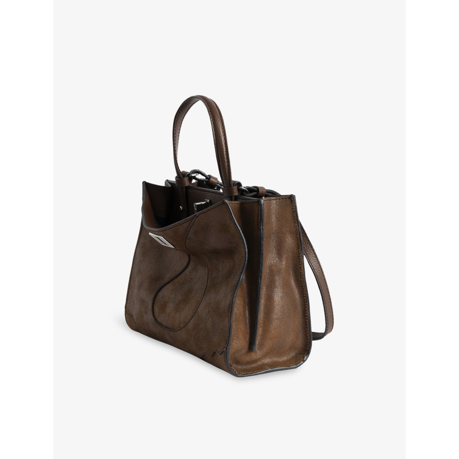 Zadig&Voltaire suede structured handbag with top handle, UK version