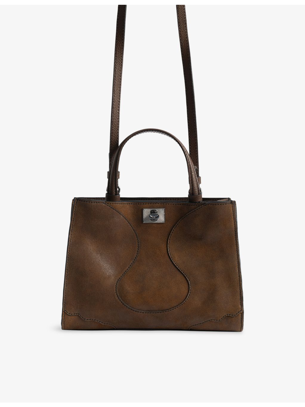 Zadig&Voltaire suede structured handbag with top handle, UK version