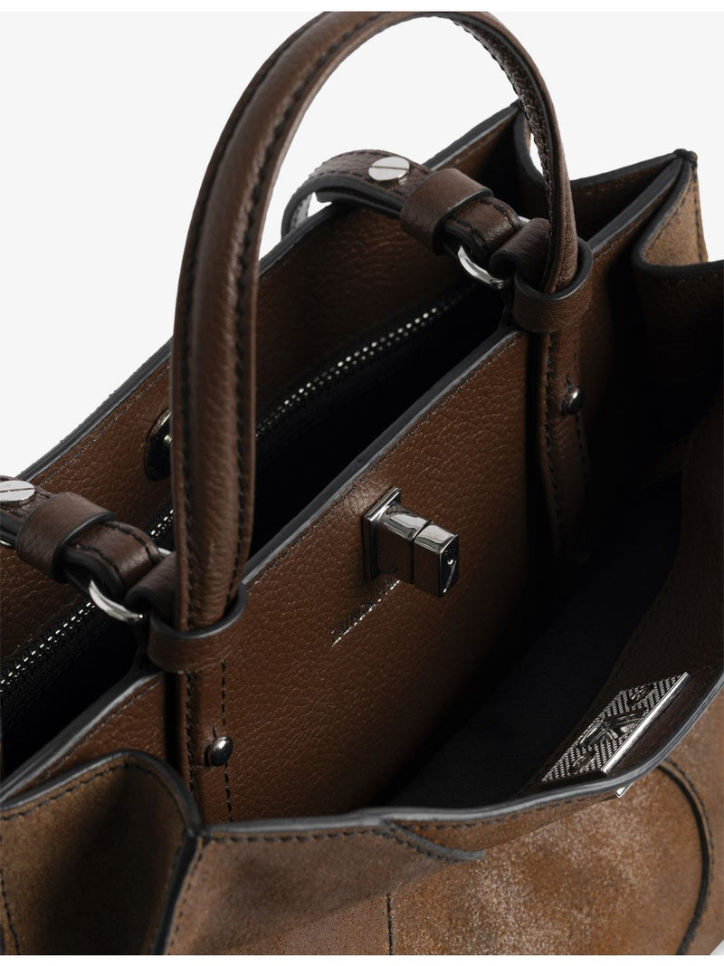 Zadig&Voltaire suede structured handbag with top handle, UK version