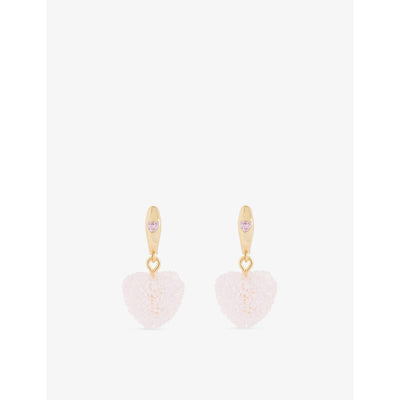 selfridges Crystal Haze Mini Jelly Heart 18ct Yellow-Gold Plated Brass and Cubic-Zirconia Hoop Earrings- Buy online at McGrocer