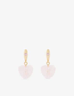 Crystal Haze Mini Jelly Heart 18ct Yellow-Gold Plated Brass and Cubic-Zirconia Hoop Earrings
