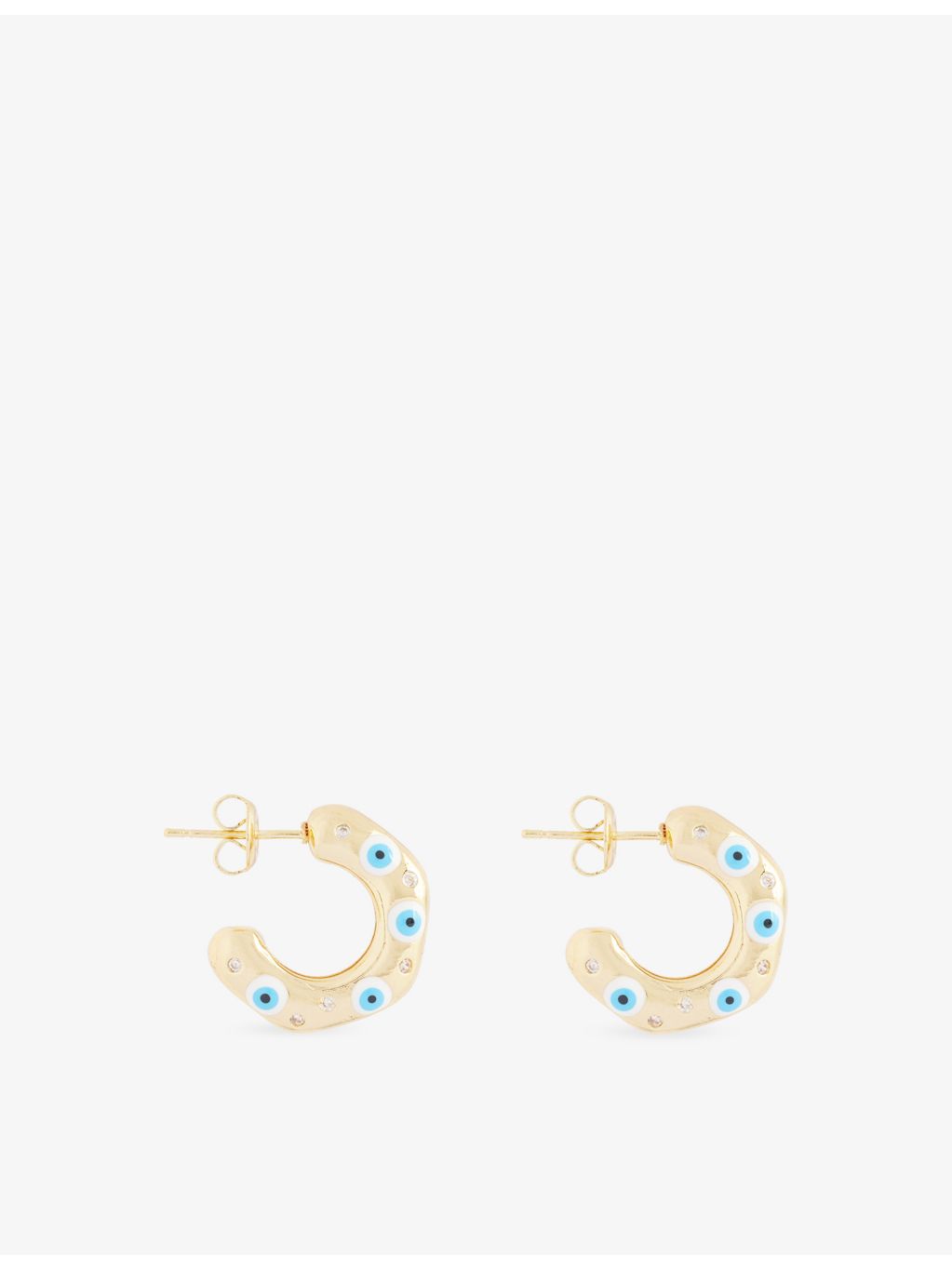 No Envy Evil Eye gold plated brass and enamel hoops, UK version