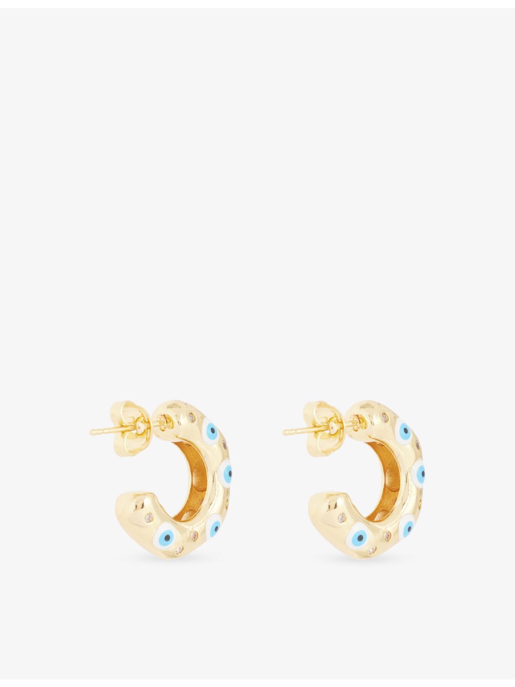 No Envy Evil Eye gold plated brass and enamel hoops, UK version