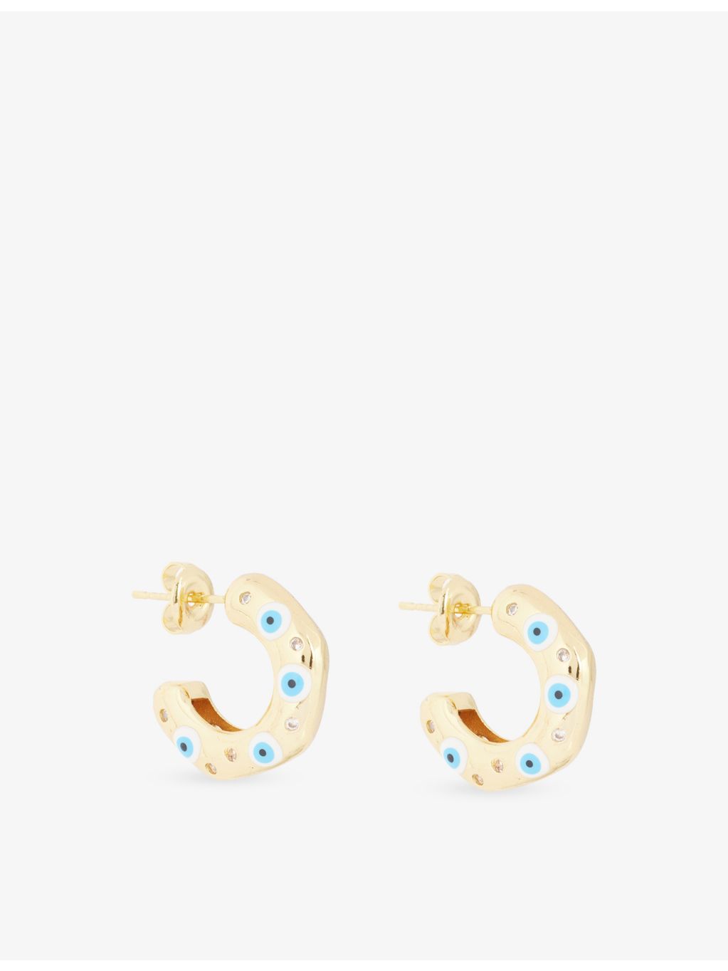 No Envy Evil Eye gold plated brass and enamel hoops, UK version